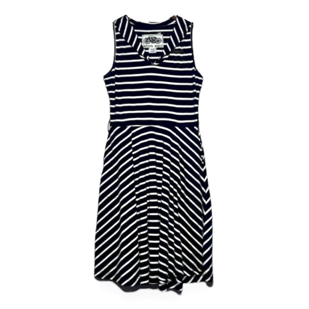 Effie's Heart Navy and White Striped Midi Dress